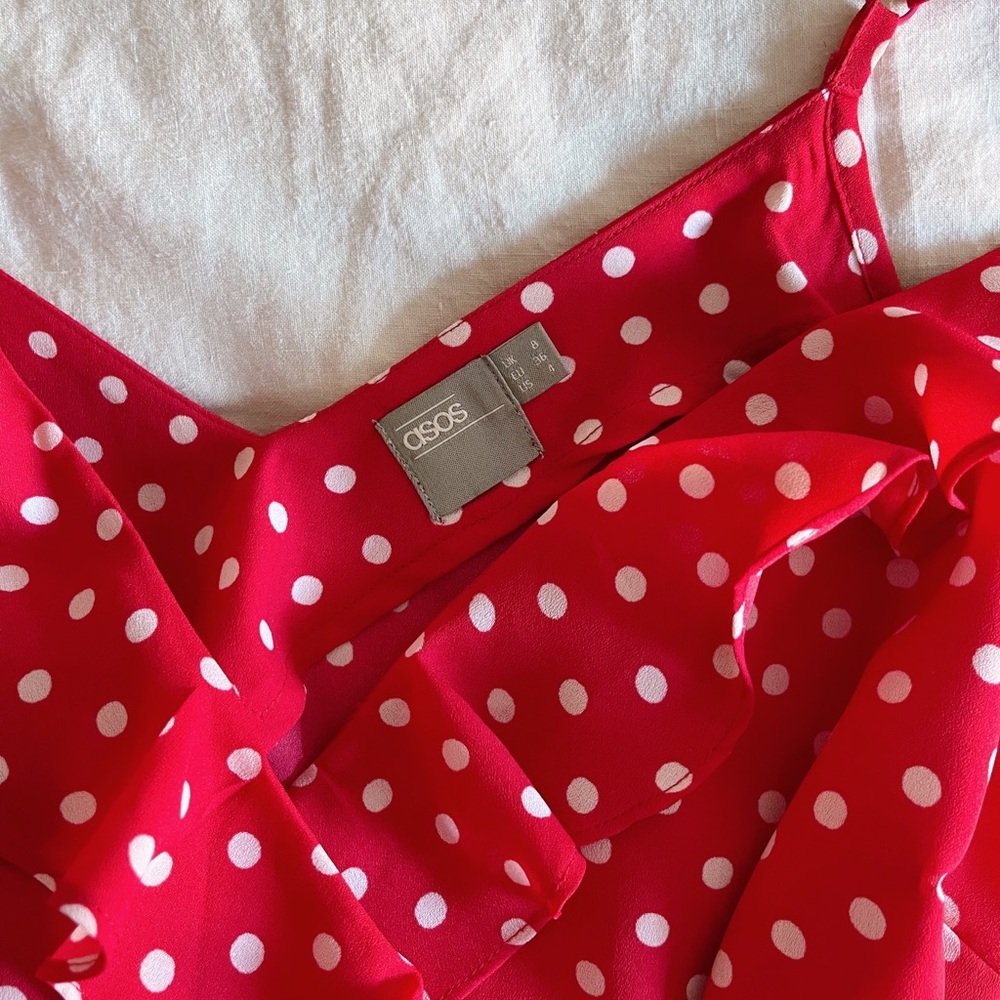 ASOS Red and White Polka Dot Mini Dress - Picture 5 of 5